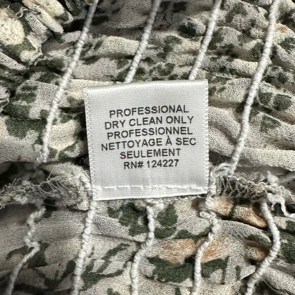 MISA Los Angeles Helaine Floral Top Women's XS Beige Green Long Tiered Sleeve - Picture 9 of 11